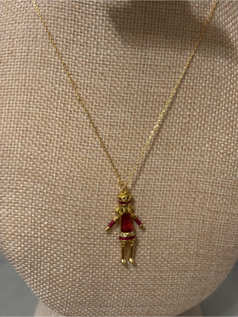 Gold-Tone Red Soldier/Nutcracker Pendant Necklace - Women Jewelry